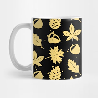 Beige Graphic Nature Pattern on Black Background Mug